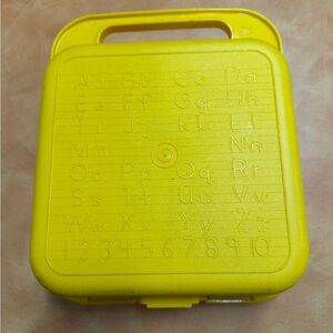 Vintage Tupperware Yellow Alphabet Case